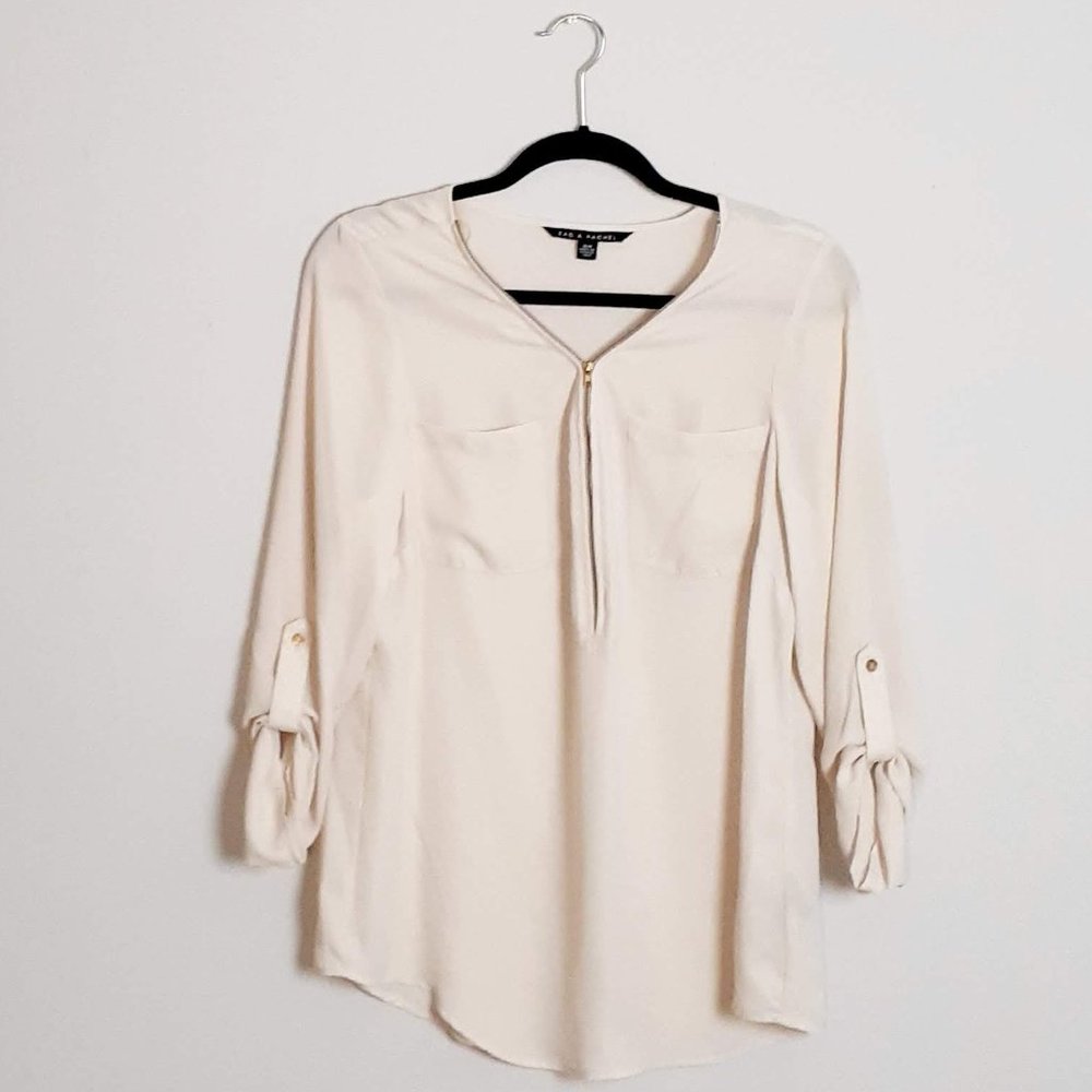 Zac & Rachel Light Beige Long Sleeve Blouse Size M